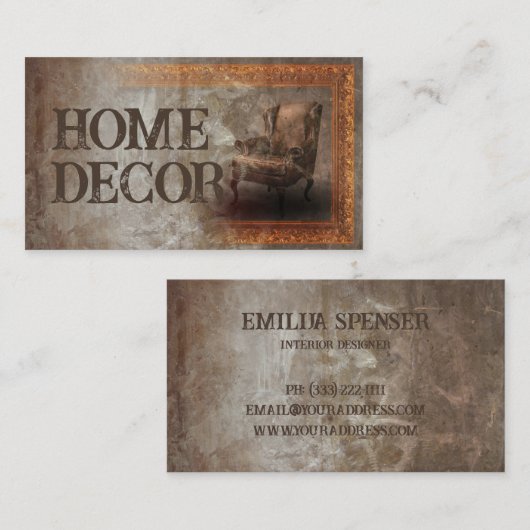 古いヴィンテージクラシックインテリアデザイナーカード 名刺 (正面/裏面)