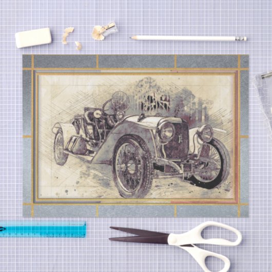 古いヴィンテージクラシック車のデコページ 薄葉紙 (クラフト)