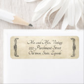 古いヴィンテージスクロール作品の色あせた老いた羊皮紙の外観 ラベル (インサイチュ)