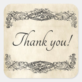 古いヴィンテージスクロール作業パーチメントありがとう スクエアシール
