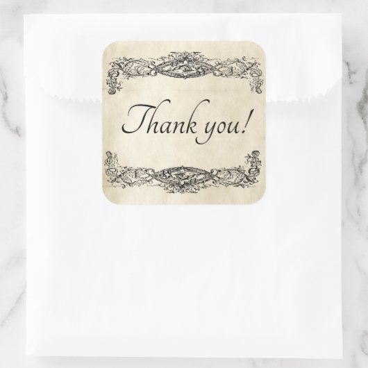 古いヴィンテージスクロール作業パーチメントありがとう スクエアシール (バッグ)