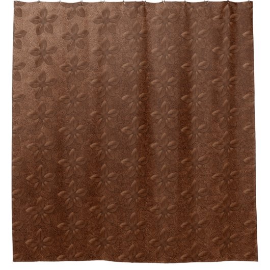 古いヴィンテージスタイル銅レザーテクスチャフラワー シャワーカーテン (正面)