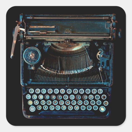 古いヴィンテージタイプライタキーボードグランジ スクエアシール (正面)