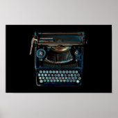 古いヴィンテージタイプライタキーボードグランジ ポスター (正面)