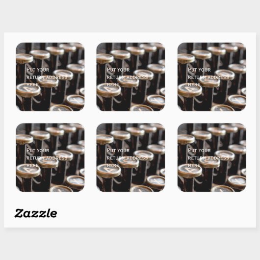 古いヴィンテージタイプライター鍵差出人住所シール スクエアシール (シート)