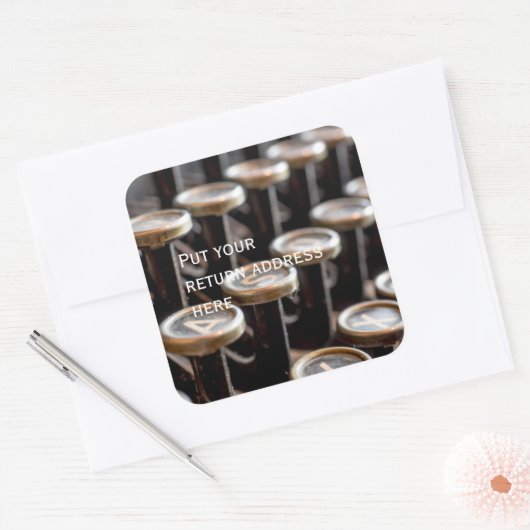 古いヴィンテージタイプライター鍵差出人住所シール スクエアシール (封筒)