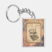 古いヴィンテージタイプライター。作家/ライターギフト キーホルダー (正面左)