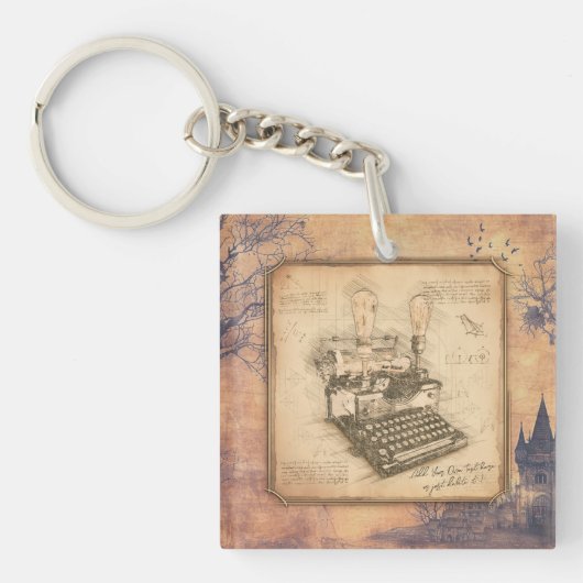 古いヴィンテージタイプライター。作家/ライターギフト キーホルダー (正面)