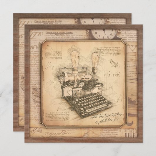 古いヴィンテージタイプライター。作家/ライターギフト シーズンカード (正面/裏面)