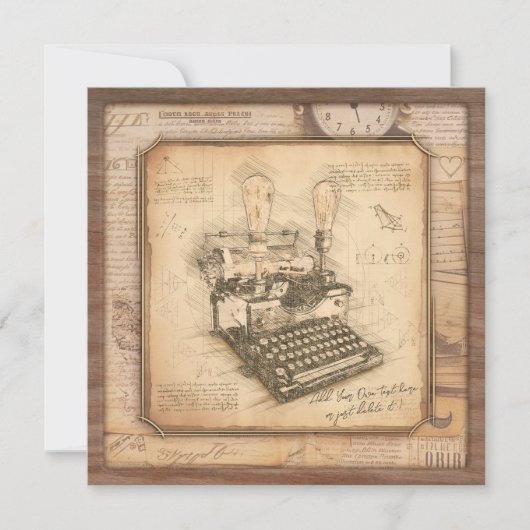 古いヴィンテージタイプライター。作家/ライターギフト シーズンカード (正面)