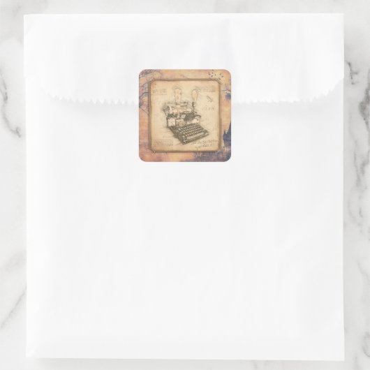 古いヴィンテージタイプライター。作家/ライターギフト スクエアシール (バッグ)