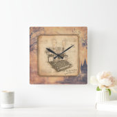 古いヴィンテージタイプライター。作家/ライターギフト スクエア壁時計 (ホーム)