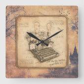 古いヴィンテージタイプライター。作家/ライターギフト スクエア壁時計 (正面)