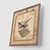 古いヴィンテージタイプライター。作家/ライターギフト スクエア壁時計 (傾斜)