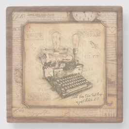 古いヴィンテージタイプライター。作家/ライターギフト ストーンコースター