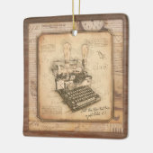 古いヴィンテージタイプライター。作家/ライターギフト セラミックオーナメント (左)