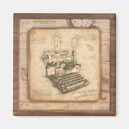 古いヴィンテージタイプライター。作家/ライターギフト マグネット (正面)