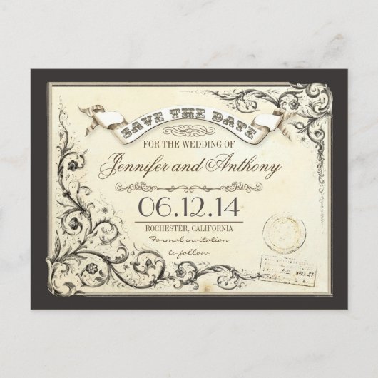 古いヴィンテージチケットカードの保存 案内ポストカード (正面)