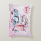 古いヴィンテージトラックインピンクとブルーパステル アクセントクッション (裏面(縦))