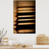 古いヴィンテージピアノ鍵と楽譜 ポスター (キッチン)