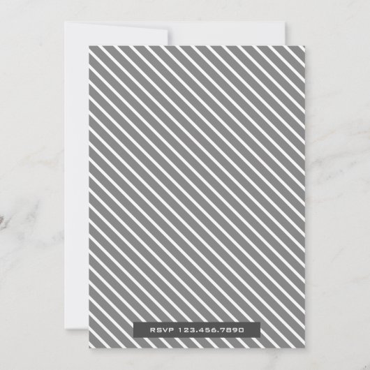 古いヴィンテージベビーカー白黒ベビーシャワー 招待状 (裏面)