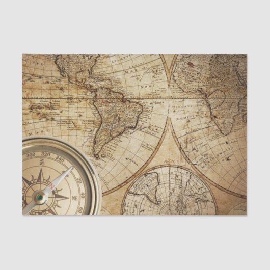 古いヴィンテージマップパーティーティッシュペーパー 薄葉紙 (正面)