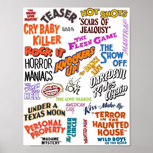 古いヴィンテージムービー引用文フレーズ文字語 ポスター (正面)