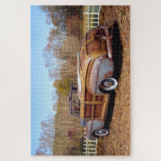 古いヴィンテージラスティ納屋を見つける車ウッディコンバーチブル ジグソーパズル (縦)