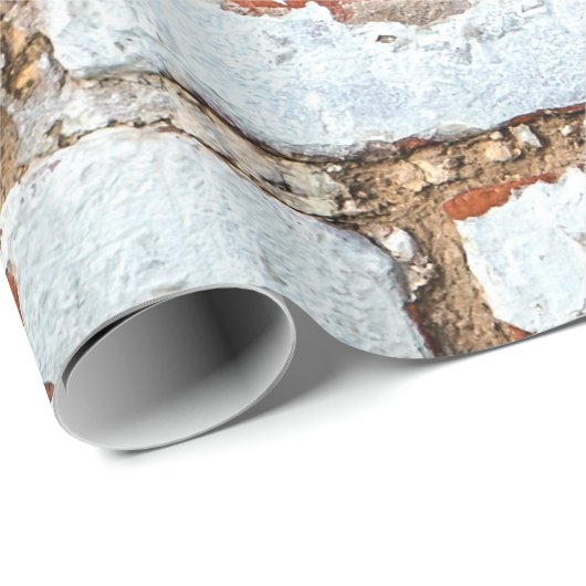 古いヴィンテージレンガの壁に白い床を振りかけたもの ラッピングペーパー (ロールコーナー)