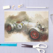 古いヴィンテージレーシングカーデコパージュ 薄葉紙 (クラフト)