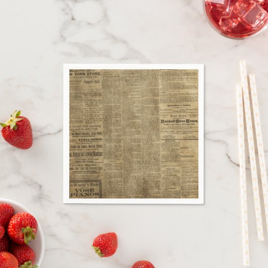 古いヴィンテージ新聞 スタンダードカクテルナプキン (インサイチュ)
