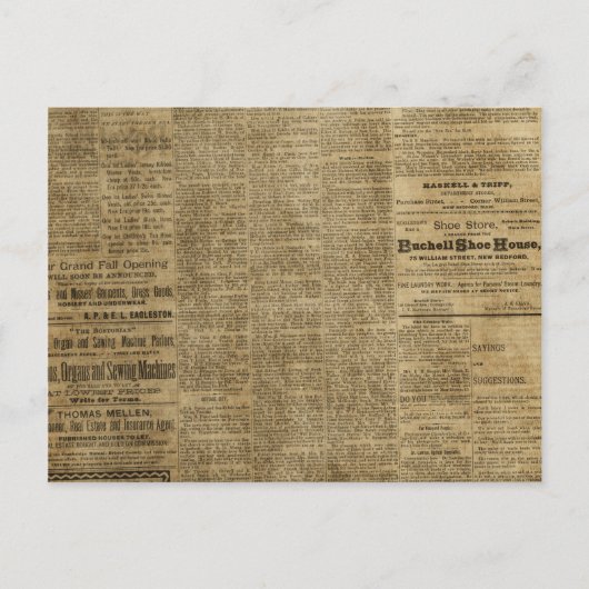 古いヴィンテージ新聞 ポストカード (正面)