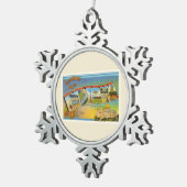 古いヴィンテージ旅行記念品のインディアナ州 スノーフレークピューターオーナメント (右)