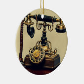 古いヴィンテージ真鍮ロータリー電話 セラミックオーナメント (右)