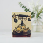 古いヴィンテージ真鍮ロータリー電話 ポストカード (スタンド正面)