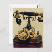 古いヴィンテージ真鍮ロータリー電話 ポストカード (正面/裏面)