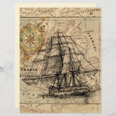 古いヴィンテージ船スクラップブック紙 (正面/裏面)