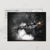 古いヴィンテージ蒸気機関車ありがとう ポストカード (正面/裏面)