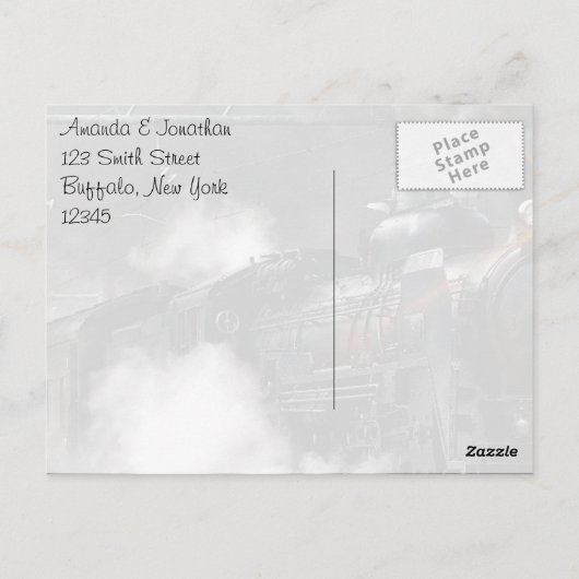 古いヴィンテージ蒸気機関車ありがとう ポストカード (裏面)