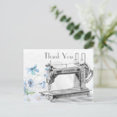 古いヴィンテージ裁縫機械ありがとう ポストカード (スタンド正面)