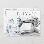 古いヴィンテージ裁縫機械ありがとう ポストカード (正面/裏面)