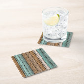 古いヴィンテージ風化木板のパターン スクエアペーパーコースター (インサイチュ)