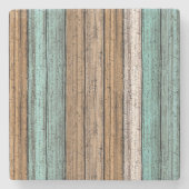 古いヴィンテージ風化木板のパターン ストーンコースター (正面)