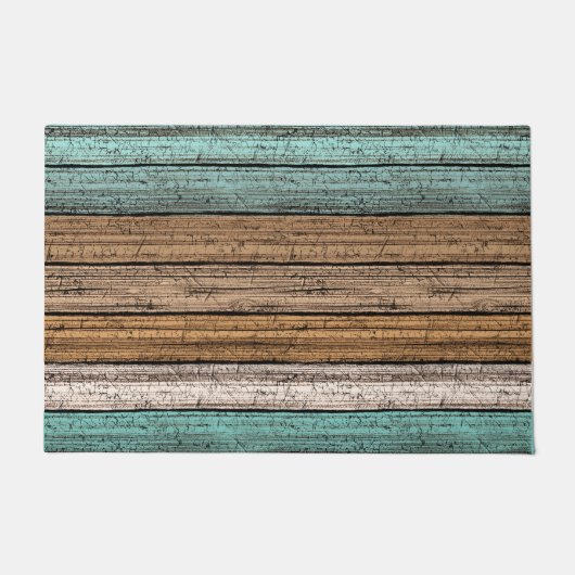 古いヴィンテージ風化木板のパターン ドアマット (正面)