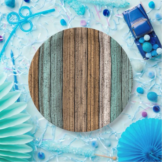 古いヴィンテージ風化木板のパターン ペーパープレート (パーティー)