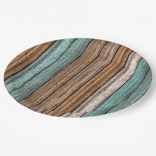 古いヴィンテージ風化木板のパターン ペーパープレート (アングル)