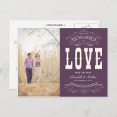 古いヴィンテージ | セーブ・ザ・デート案内 案内ポストカード (正面/裏面)