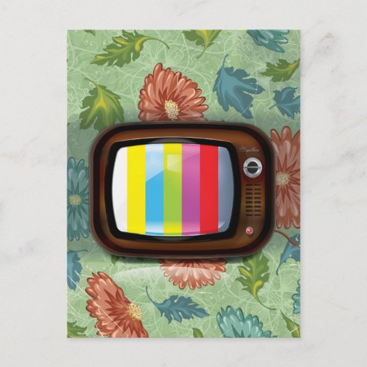古いヴィンテージCRTテレビ ポストカード (正面)