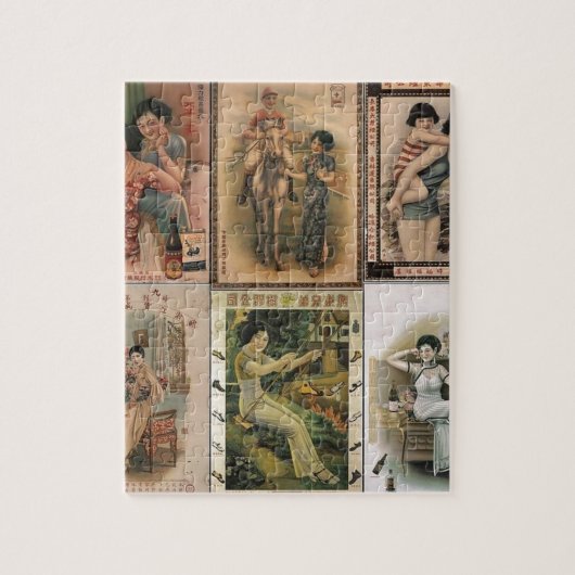 古い上海ポスター女性 ジグソーパズル (縦)