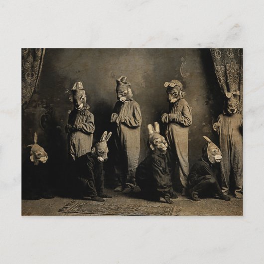 古い不気味なイースターバニー葉書 ポストカード (正面)